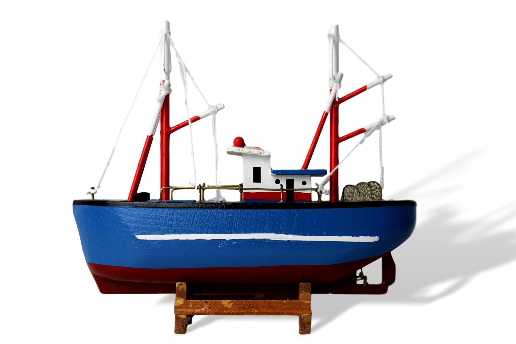 Wooden model Navy and White Hull fishing boat with realistic fishing  finishing touches Ornament