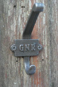 Cast Iron antique style GNR Plaque and Jacket Coat Hook