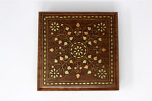 Load image into Gallery viewer, Leaf Pattern Brass Solid Wood Treasure Chest Trinket Box
