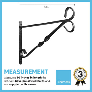 Black 10 Inch | 25cm hanging basket bracket | Wall hanging hooks hanger | Heavy duty hanging Bracket with Screws