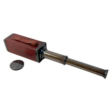 Load image into Gallery viewer, 15-inch square three draw folding telescope | Solid antiqued brass and leather bound | Telescope Nautical Vintage | Spy glass | Marine pirate | 25mm object lens with lens cap
