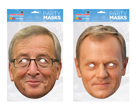 Jean Claude Juncker and Donald Tusk Politicians Face Masks