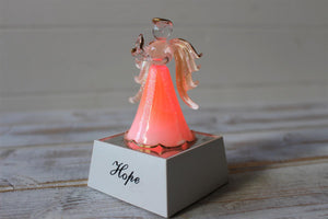 Crystal Glass Glitter Hope Light Up Pink Angel Ornament