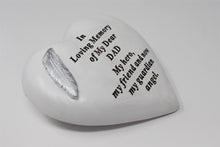 Load image into Gallery viewer, Heart Shaped Free Standing Dad Memorial Verse Feather
