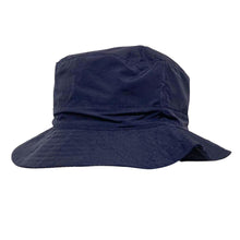 Load image into Gallery viewer, NAVY BLUE 60cm SHOWERPROOF BRIMMED TRILBY BUCKET STYLE HAT | Water-Repellent Bucket style Hat | 100% cotton | lightweight and breathable |foldable | Elasticated toggle for adjustable size
