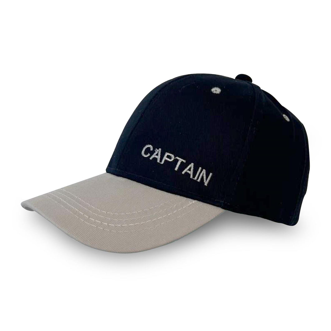 Set of 4 Adjustable CAPTAIN NAVY BLUE BASEBALL CAPS | yachting cap | sailors cap | 100% cotton twill material | low profile front contrast peak | six panel hat | Ideal for the person who thinks they are in charge