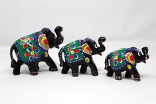 Load image into Gallery viewer, Set of 3 Free standing Elephants Brown Hand painted Ornaments
