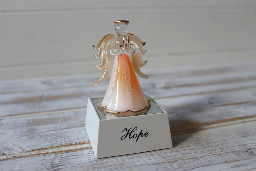 Crystal Glass Glitter Hope Light Up Pink Angel Ornament