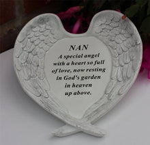 Load image into Gallery viewer, Free standing Nan memorial with inspirational verse and Angel wings
