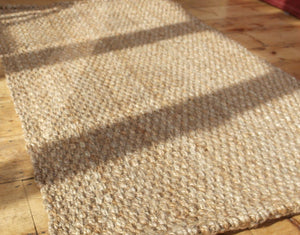 Hand-woven beige natural fibre jute rug- 120cm x 180cm