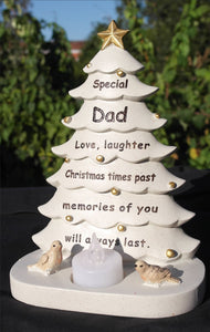 Dad Xmas tree shaped memorial flickering light weatherproof indoor/outdoor use