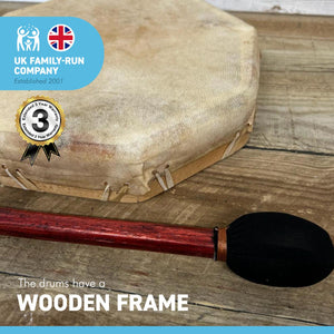 Shamanic Tribal Sami hand drum with wooden beater | frame drum | medicine | Indonesian Pagan Hand Drum | wooden frame | weaved handles at the rear | deep resonant tone