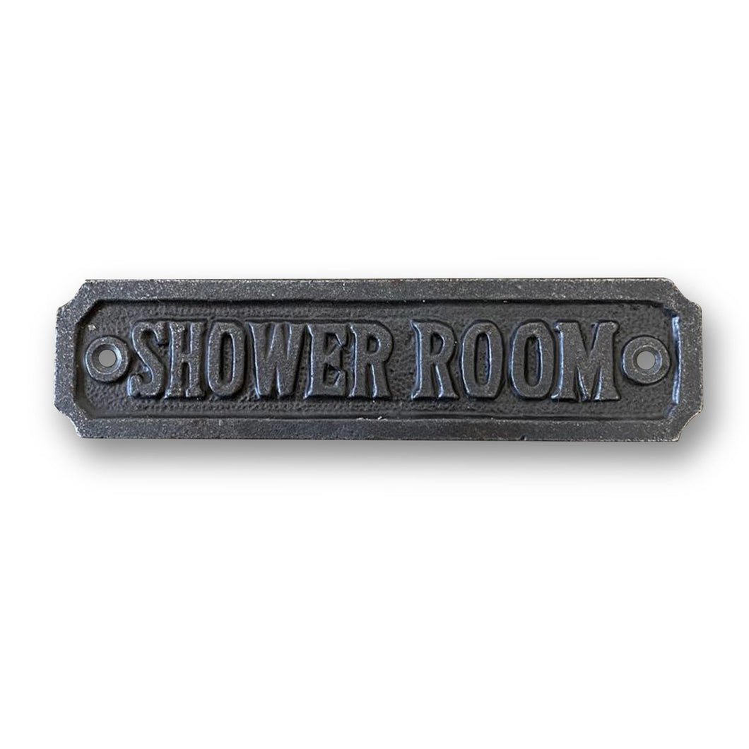 Cast Iron Antique Style SHOWER ROOM SIGN PLAQUE | 14.5cm (L) x 3cm (H) | supplied with Two Screws for Easy fixing