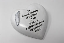 Load image into Gallery viewer, Heart Shaped Free Standing Dad Memorial Verse Feather
