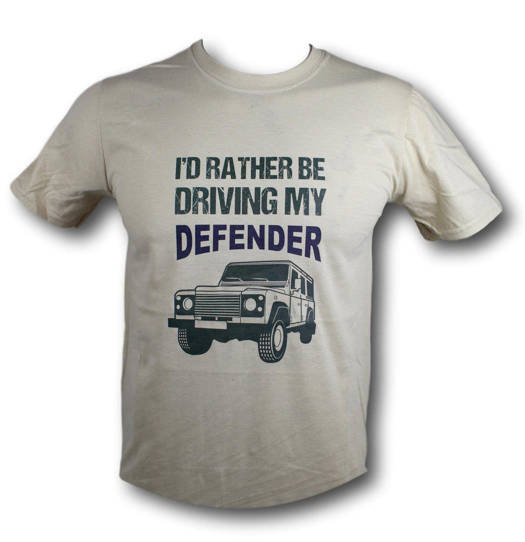 I'd rather be driving my Defender T shirt - Sand Large 42