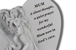 Mum Heart Memorial with Angel Plaque with Inspirational poem