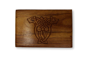 Celtic Cross Carved Wood Treasure Chest Trinket Box