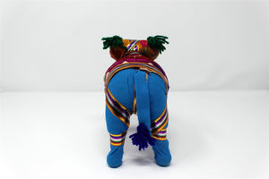 Blue Colourful Fabric Free Standing Elephant Ornament
