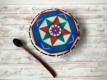 Load image into Gallery viewer, Decorated Shamanic Celebration Hand Drum with Beater
