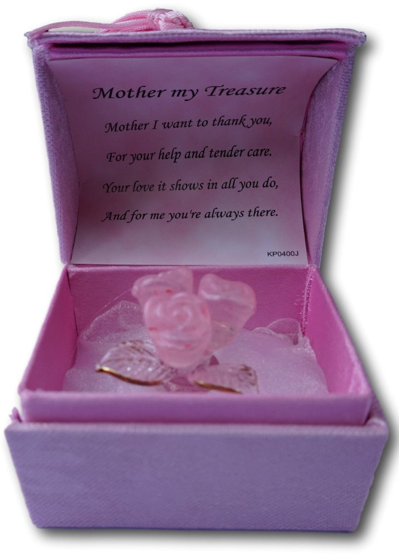 Gift for your Mother - Hand sculpted crystal rose pose with 22kt detailing