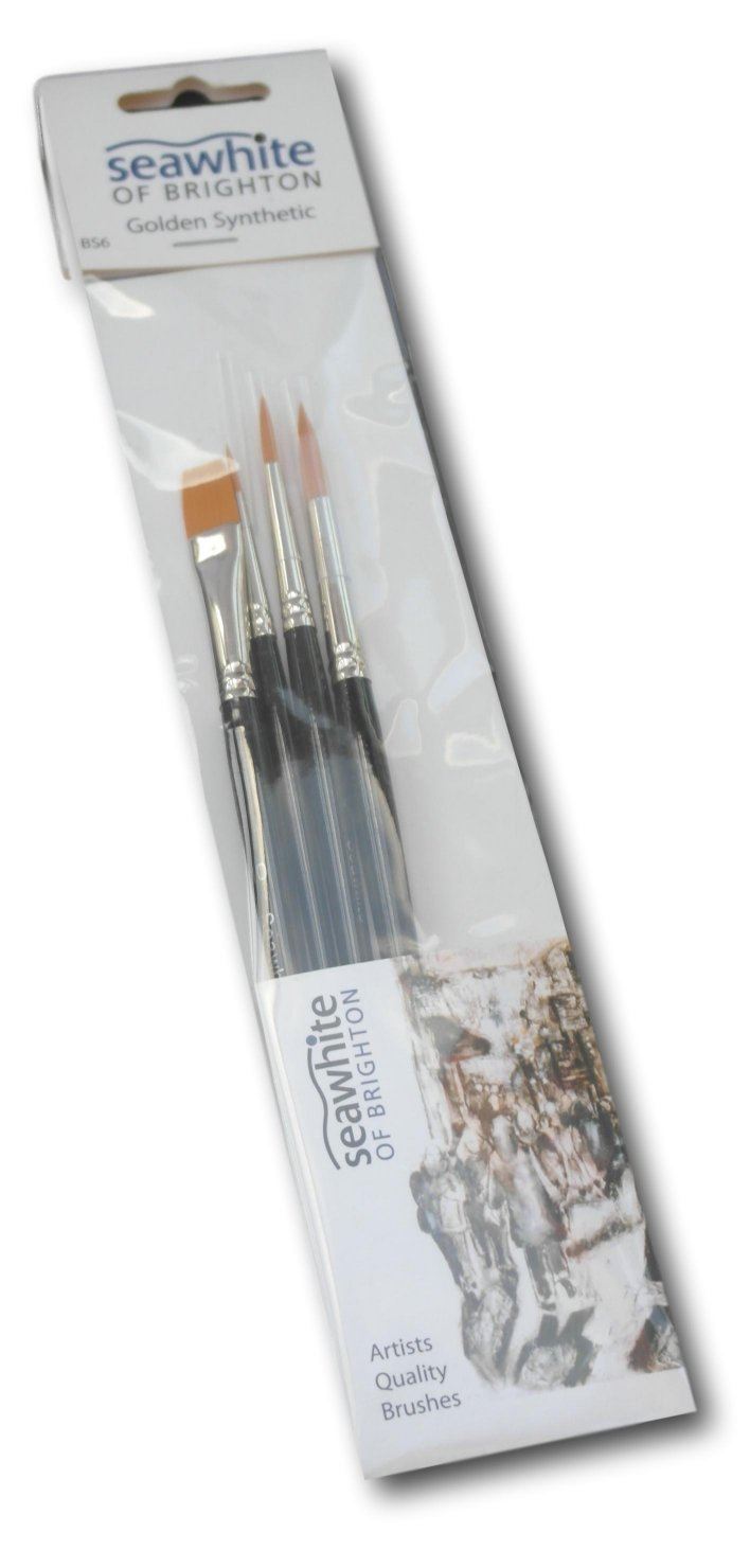 Seawhite pack of four acrylic quality artists brushes size 10,8. 4 and 2