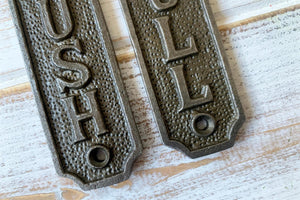 Cast Iron antique style Push Pull Door Plaque