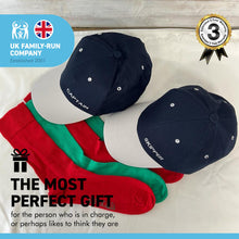 Load image into Gallery viewer, CAPTAIN and SKIPPER BASEBALL CAP with 2 PAIRS of NAUTICAL cotton rich woven SOCKS
