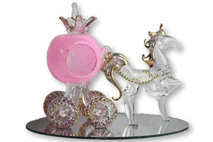 Horse and Pumpkin Pink Carriage handcrafted glass ornament
