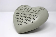 Load image into Gallery viewer, Free standing heart shaped Mum memorial with inspirational verse
