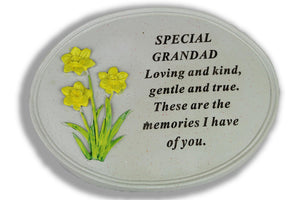 Free standing Grandad daffodil memorial plaque with inspirational verse