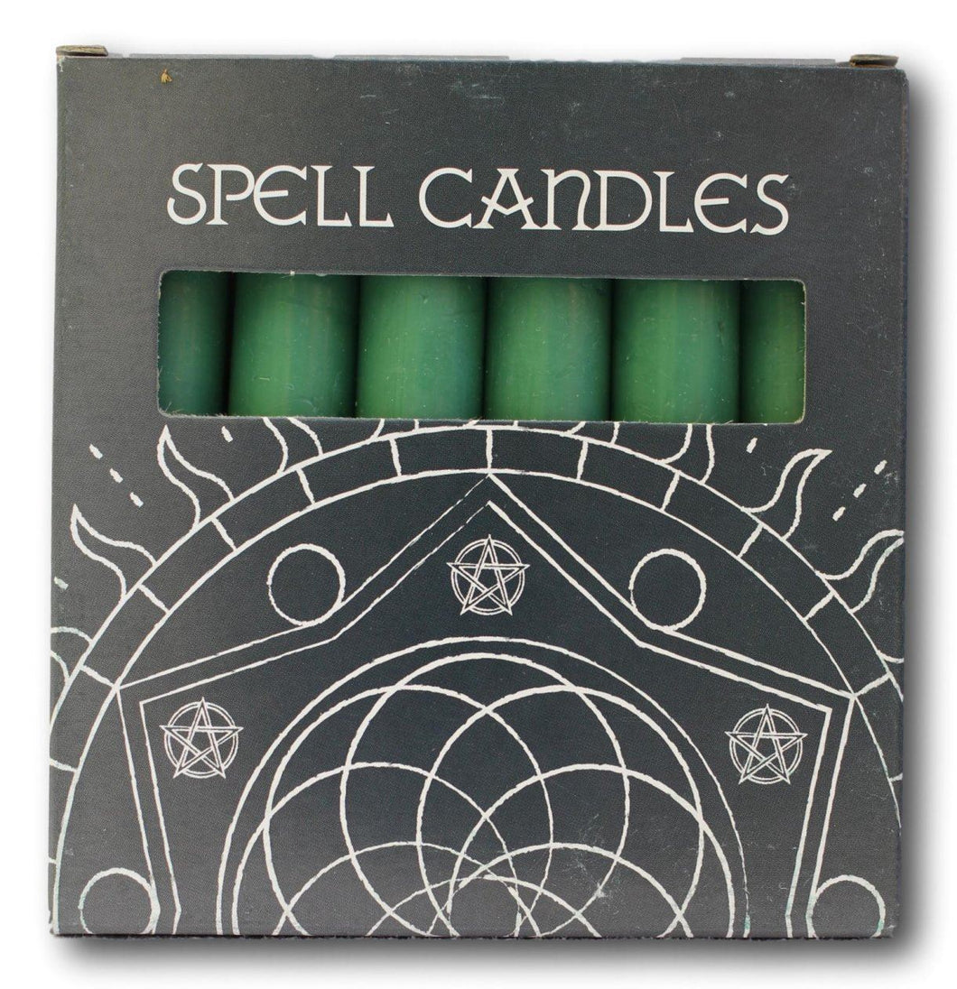 Pack of six Green altar / spell candles
