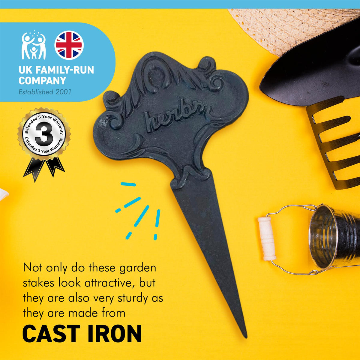 Ornate Rustic CAST IRON HERBS PLANT STAKE Marker Label Herbs Plaqu Thorness.co.uk