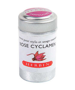 Pack of 6, J Herbin Ink Cartridges - Rose Cyclamen (Cyclamen Pink)