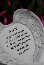 Load image into Gallery viewer, Free standing Nan memorial with inspirational verse and Angel wings
