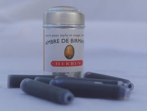 Six J Herbin Writing Ink Cartridges - yellow orange Ambre De Birmanie