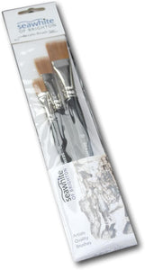 Seawhite pack of three acrylic quality artists brushes size 10,14 and 18