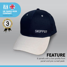Load image into Gallery viewer, Adjustable SKIPPER NAVY BLUE BASEBALL CAP | yachting cap
