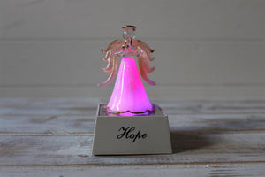 Crystal Glass Glitter Hope Light Up Pink Angel Ornament