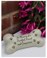 Dog memorial plaque in the shape of a bone - Faithful friend and Companion