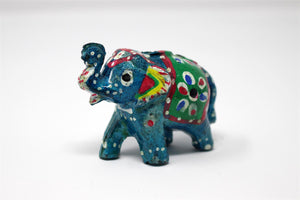 Set of 3 Free standing Elephants Turquoise Hand painted Ornaments