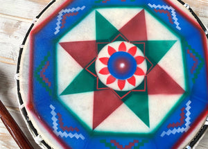 Decorated Shamanic Celebration Hand Drum with Beater