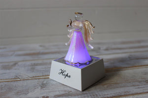 Crystal Glass Glitter Hope Light Up Pink Angel Ornament