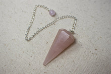 Load image into Gallery viewer, Rose Quartz Ritual Therapy Dowsing Pendulum With Chain
