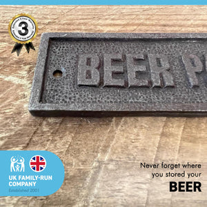 Cast Iron Beer Pantry Wall Plaque Door Sign | Home office | pub bar sign | Restaurant Hotel | beer fridge