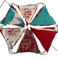 Recycled Sari Fabric RECYCLED SARI FABRIC BUNTING | Red colours | 5m long | Garland for Garden Wedding Birthday Indoor Outdoor Party Decoration Festival | Diwali bunting | Bohemian Bunting- Deep Reds 5m Long Festival Flags- Garland - Party Decoration