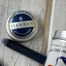 Load image into Gallery viewer, Pack of 6 J Herbin Writing Ink Cartridges - Bleu Des Profondeurs (Blue of the Depths)
