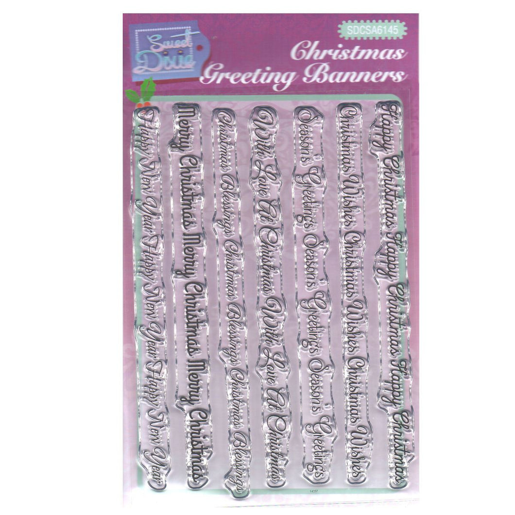 Sweet Dixie SDCSA6145 Festive A6 Clear Stamp Set Christmas Greeting Banners