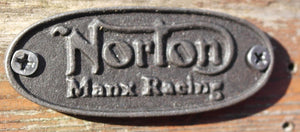 Cast Iron Oval Norton Manx Racing Plaque