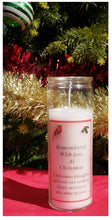 Load image into Gallery viewer, Memorial glass candle for a special friend sadly missed at Christmas
