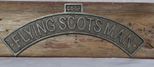 Load image into Gallery viewer, Curved cast iron Flying Scotsman wall mounting plaque for bedroom shed office train warehouse
